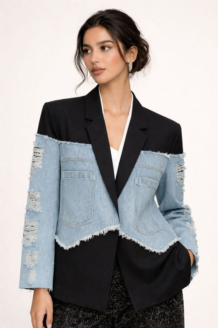 Blazer en denim mélangé pour femmes - Aisha