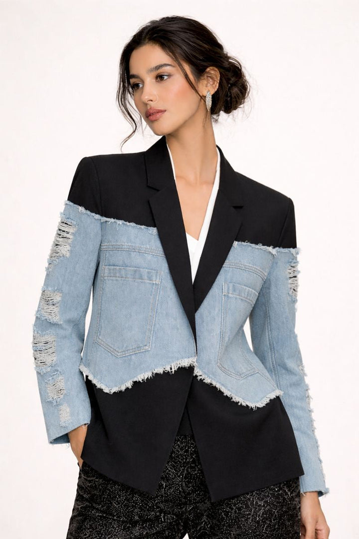 Blazer en denim mélangé pour femmes - Aisha