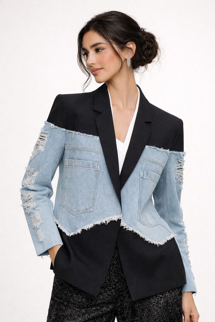 Blazer en denim mélangé pour femmes - Aisha
