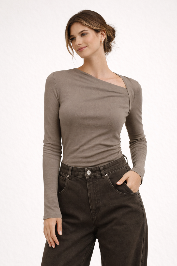 T-shirt en coton à coupe asymétrique pour femmes - Suria