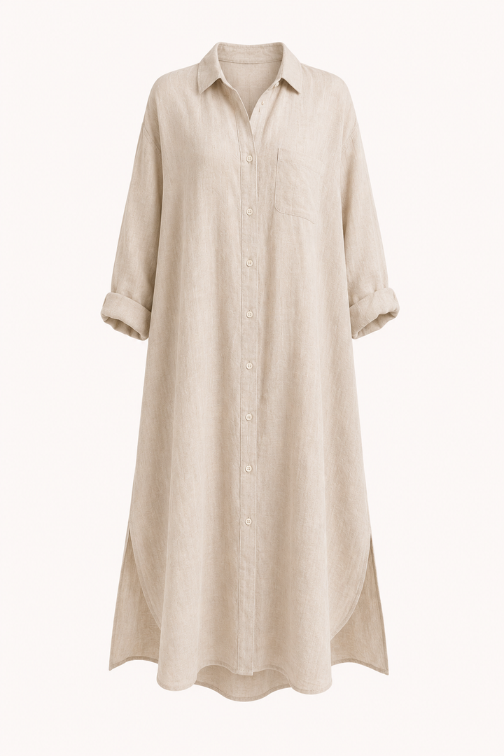 Robe chemise longue à boutons pour femme - Shanik