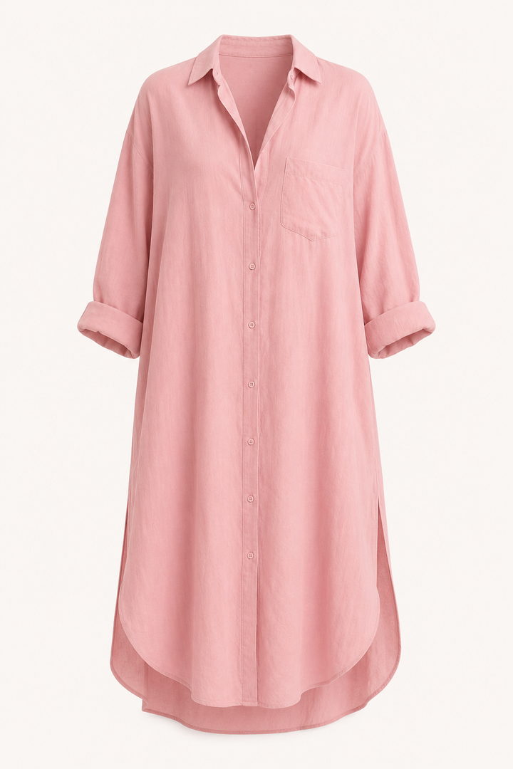 Robe chemise longue à boutons pour femme - Shanik