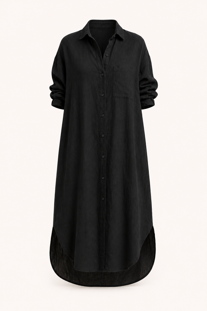 Robe chemise longue à boutons pour femme - Shanik