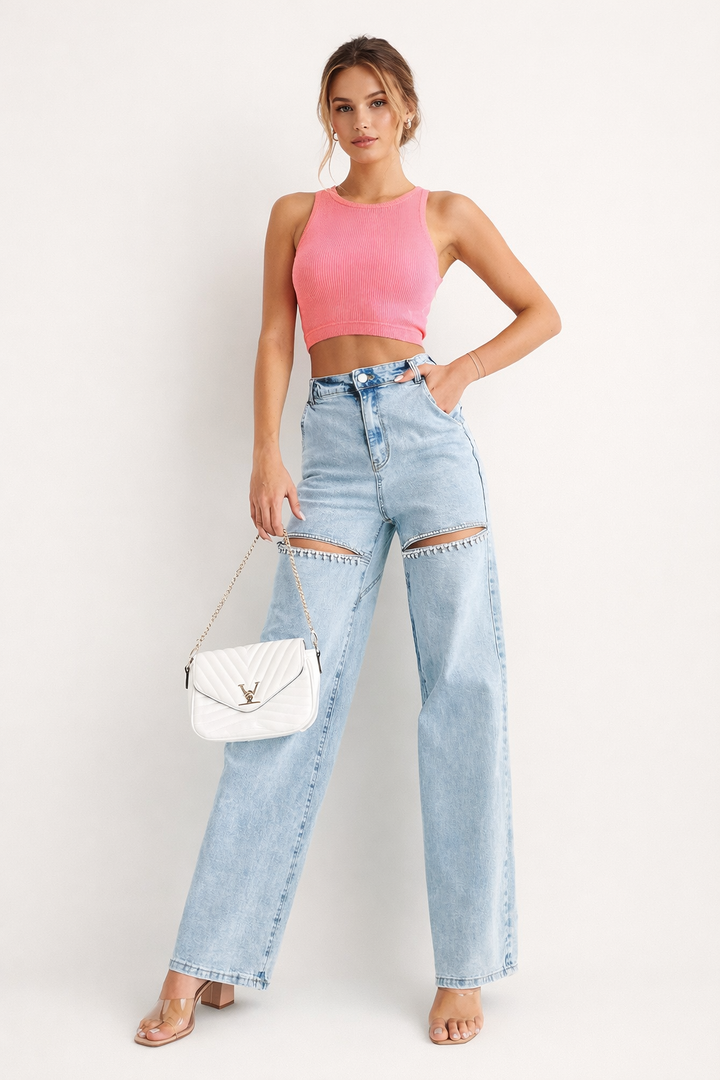 Pantalon évasé à taille haute pour femmes - Emilia
