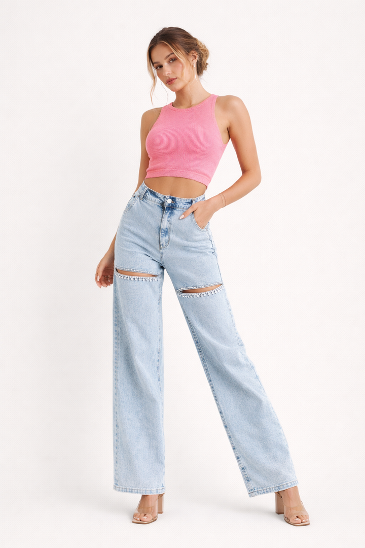 Pantalon évasé à taille haute pour femmes - Emilia