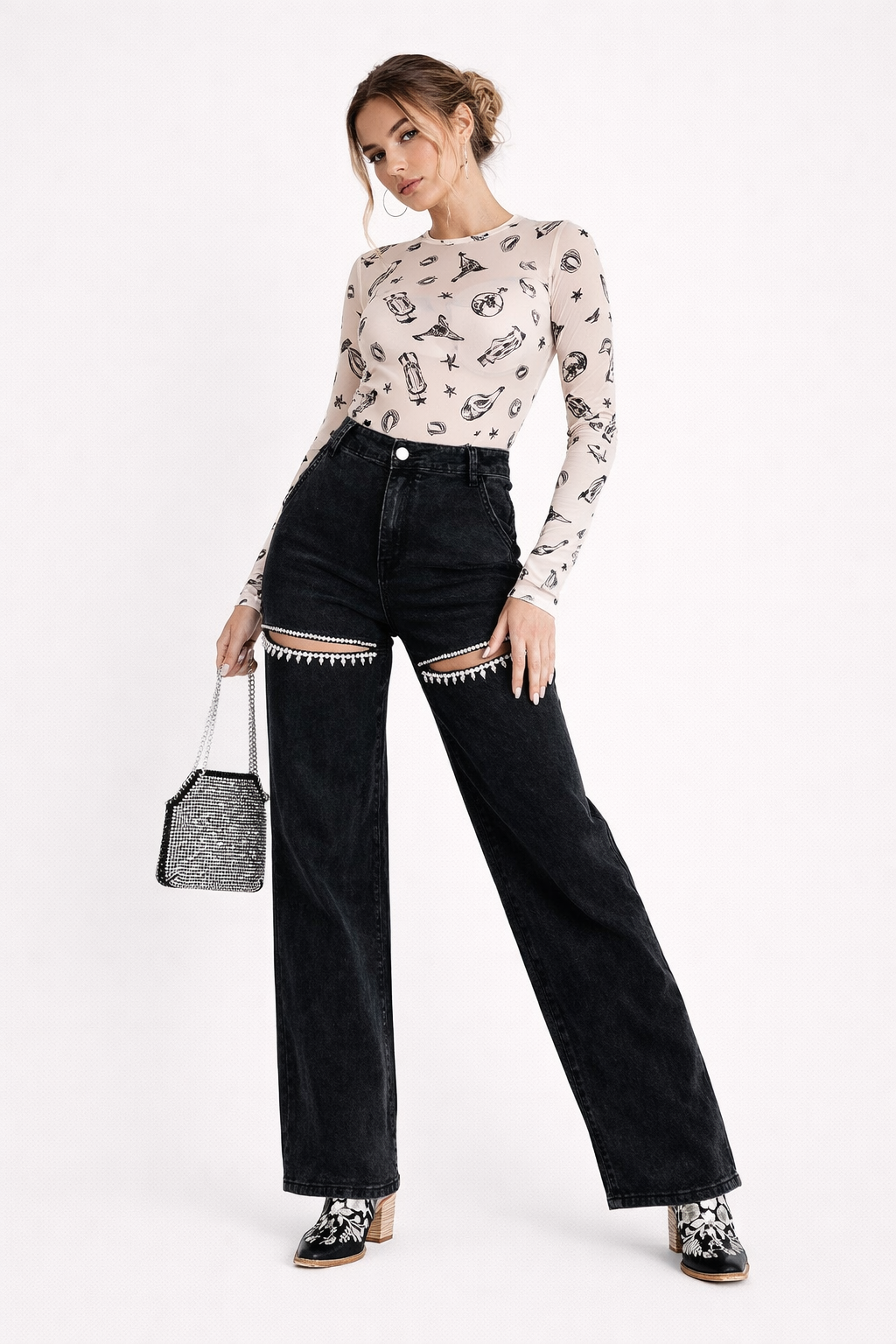 Pantalon évasé à taille haute pour femmes - Emilia