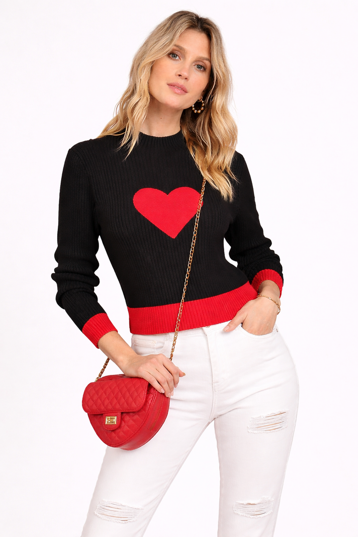 Pull en maille à cœur central pour femme - Liis