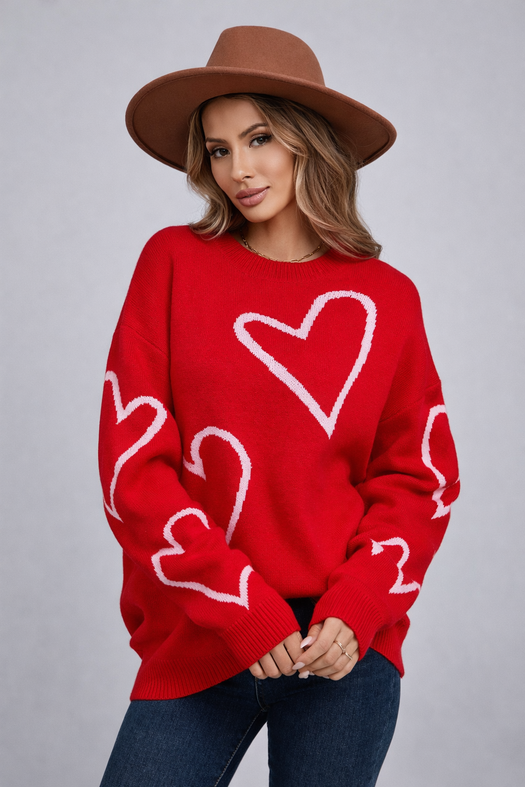 Pull tricoté pour femmes avec contour en forme de cœur - Brynja