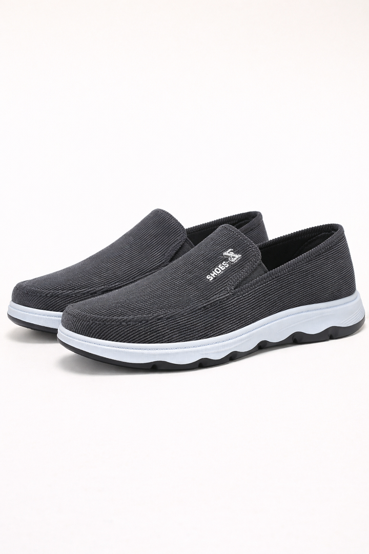 Mocassins en velours côtelé gris pour femmes - Dalmasca