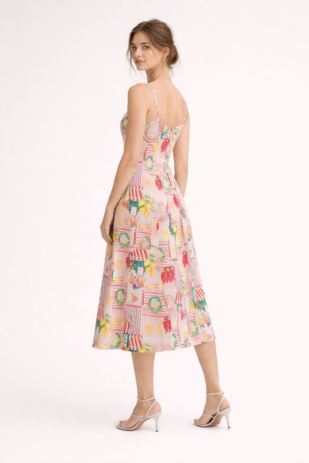 Robe midi à imprimé artistique printanier pour femmes - Bianca
