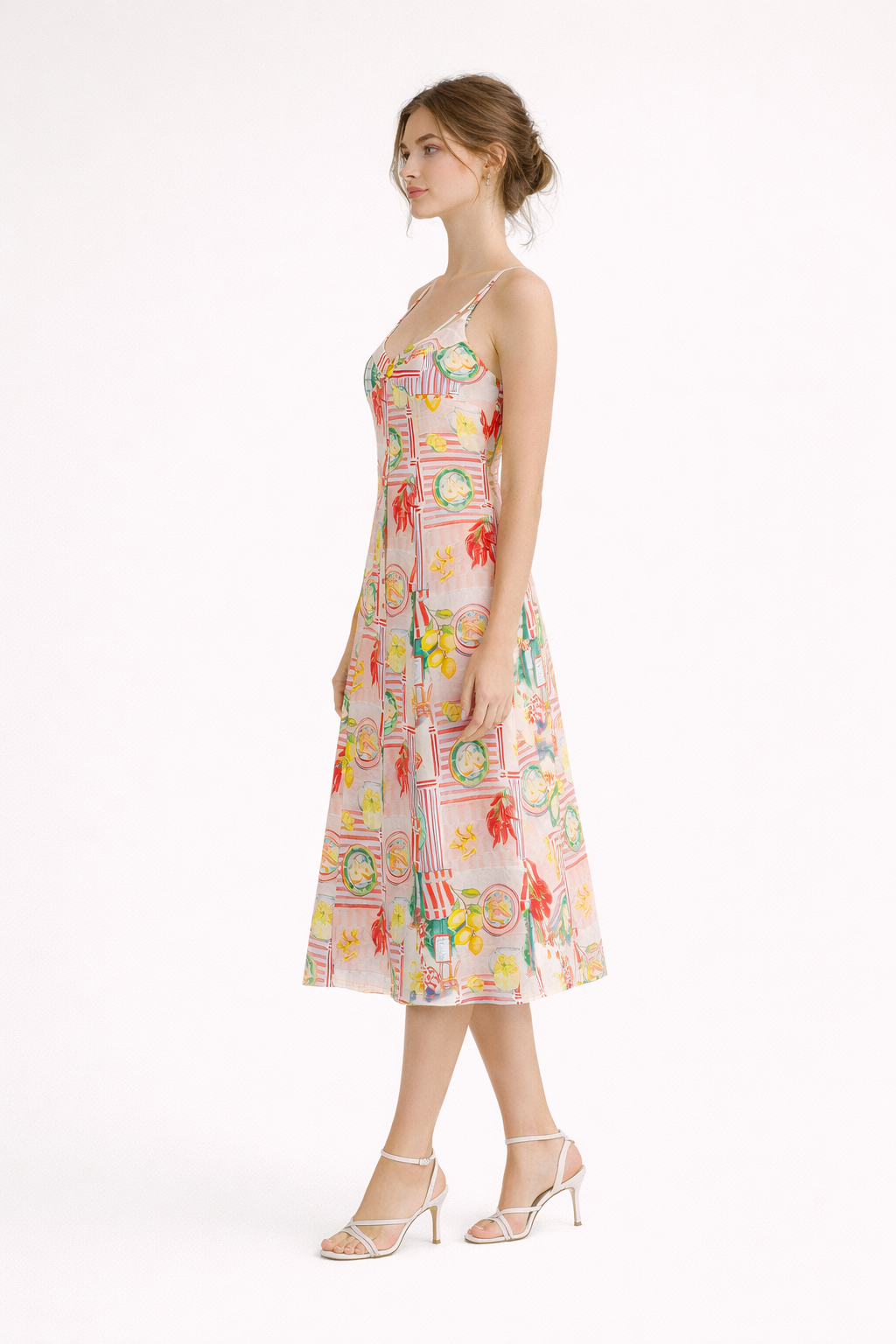 Robe midi à imprimé artistique printanier pour femmes - Bianca
