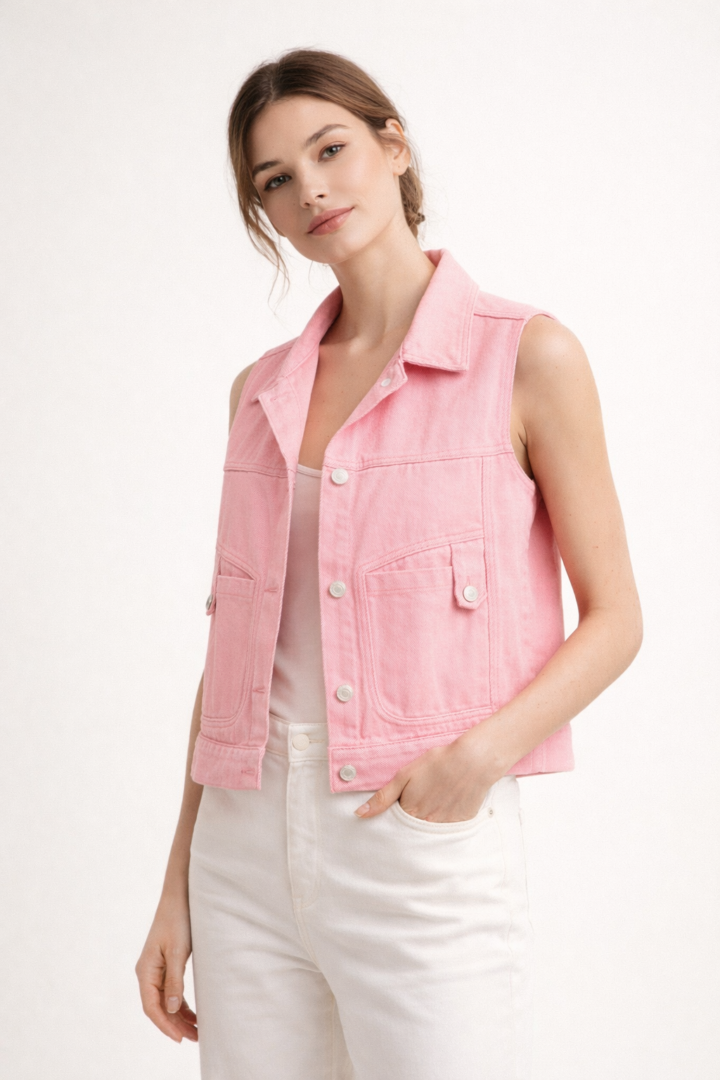Gilet court en denim pour femmes - Victoria