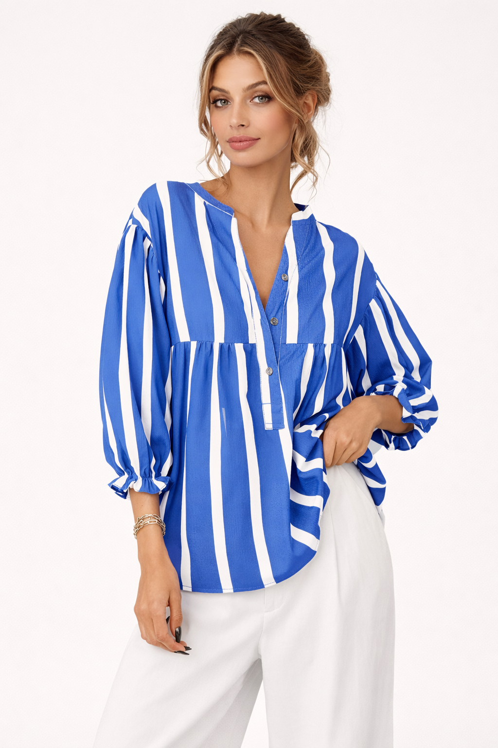 Chemisier rayé à manches larges pour femme - Elena