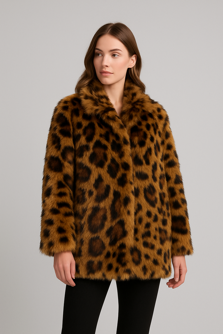 Manteau effet peluche à motif imprimé pour femme - Avenia
