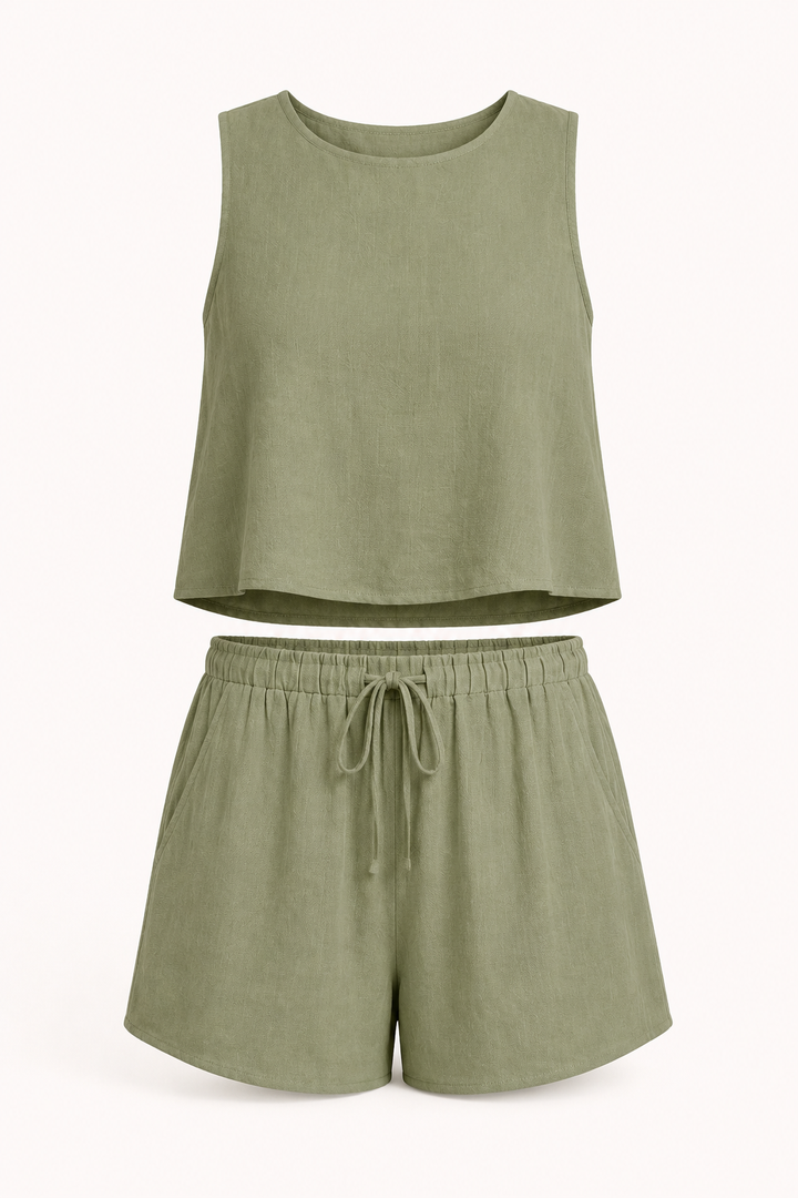Ensemble d'été pour femmes, haut sans manches et short - Anika