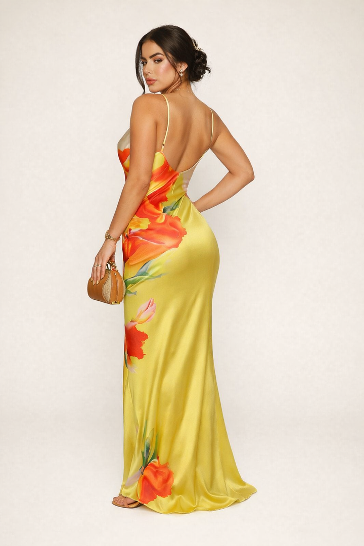 Robe longue à bretelles à imprimé floral pour femmes - Anneliese