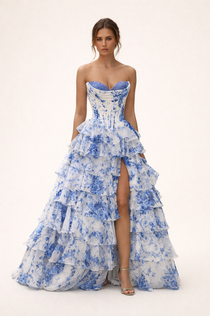 Robe longue à imprimé floral pour femme - Ivoire
