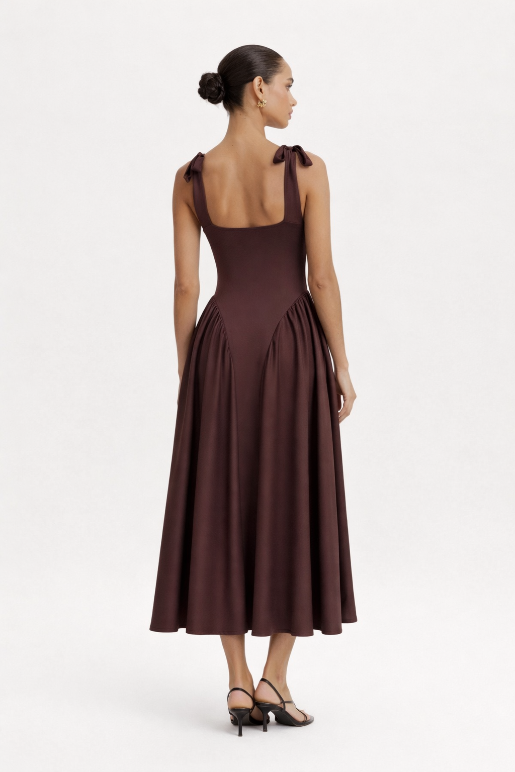Robe midi à encolure carrée pour femmes - Brigitte