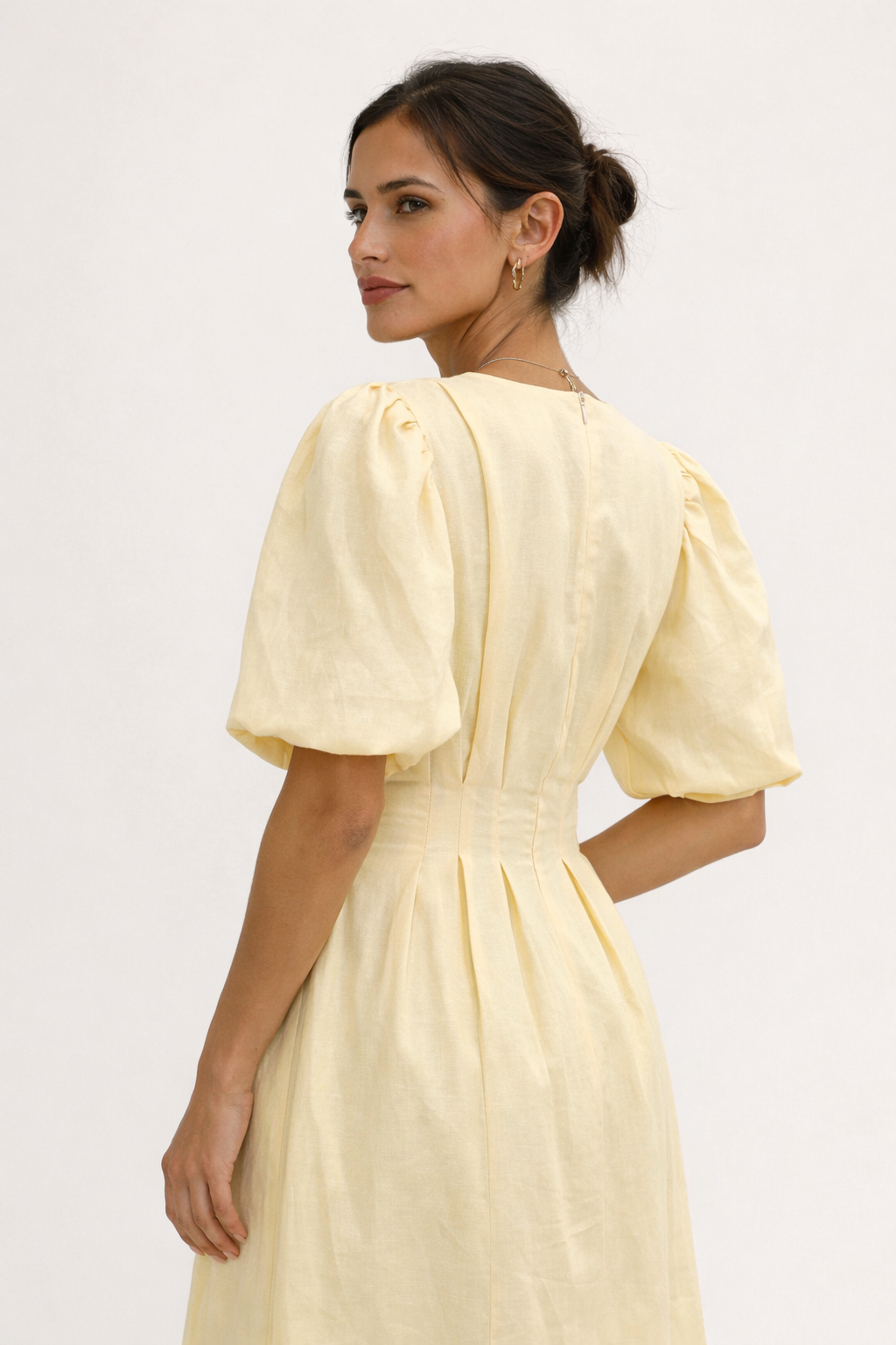 Robe midi à manches bouffantes pour femme - Frieda