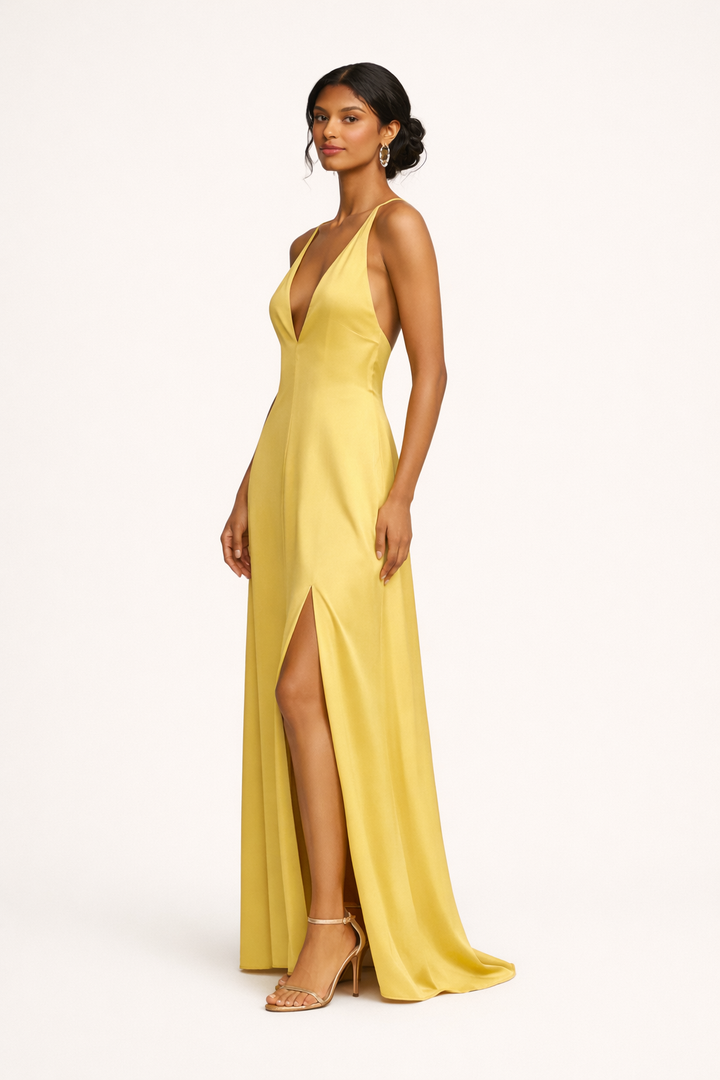 Robe longue à encolure profonde pour femmes - Bennet