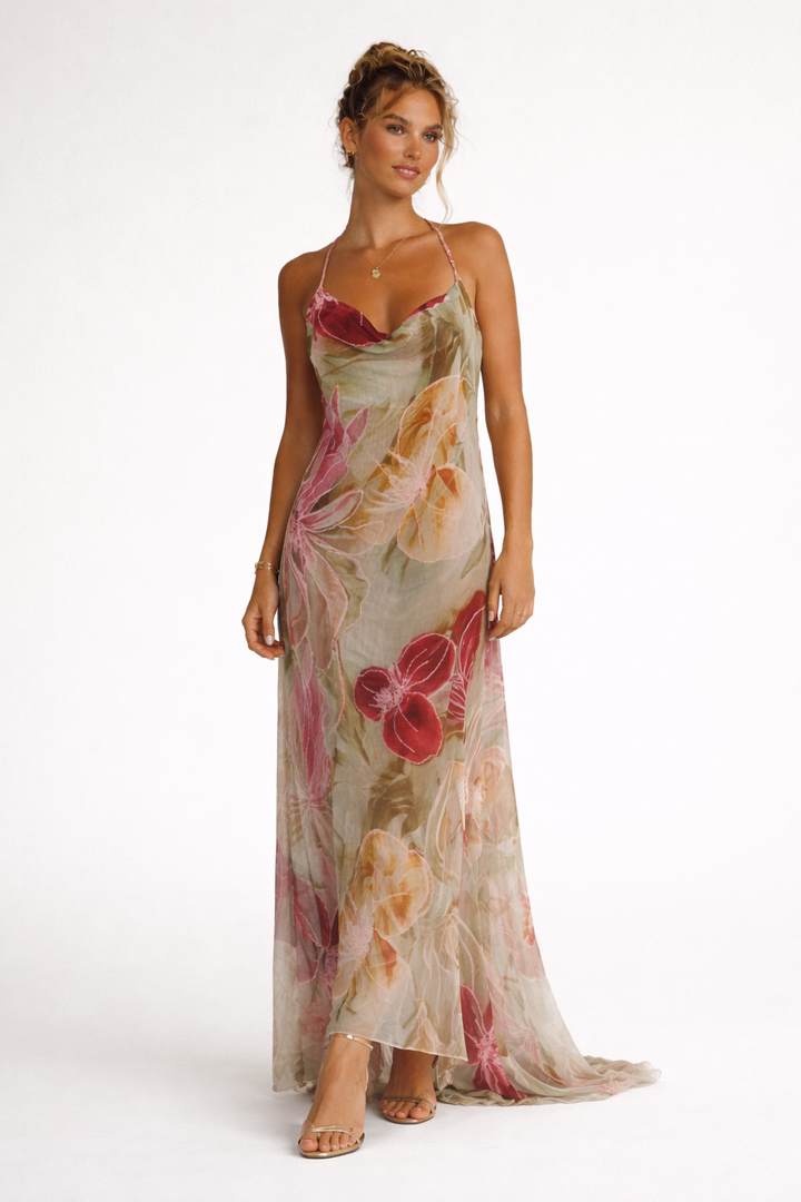 Robe longue à fines bretelles pour femme - Samantha