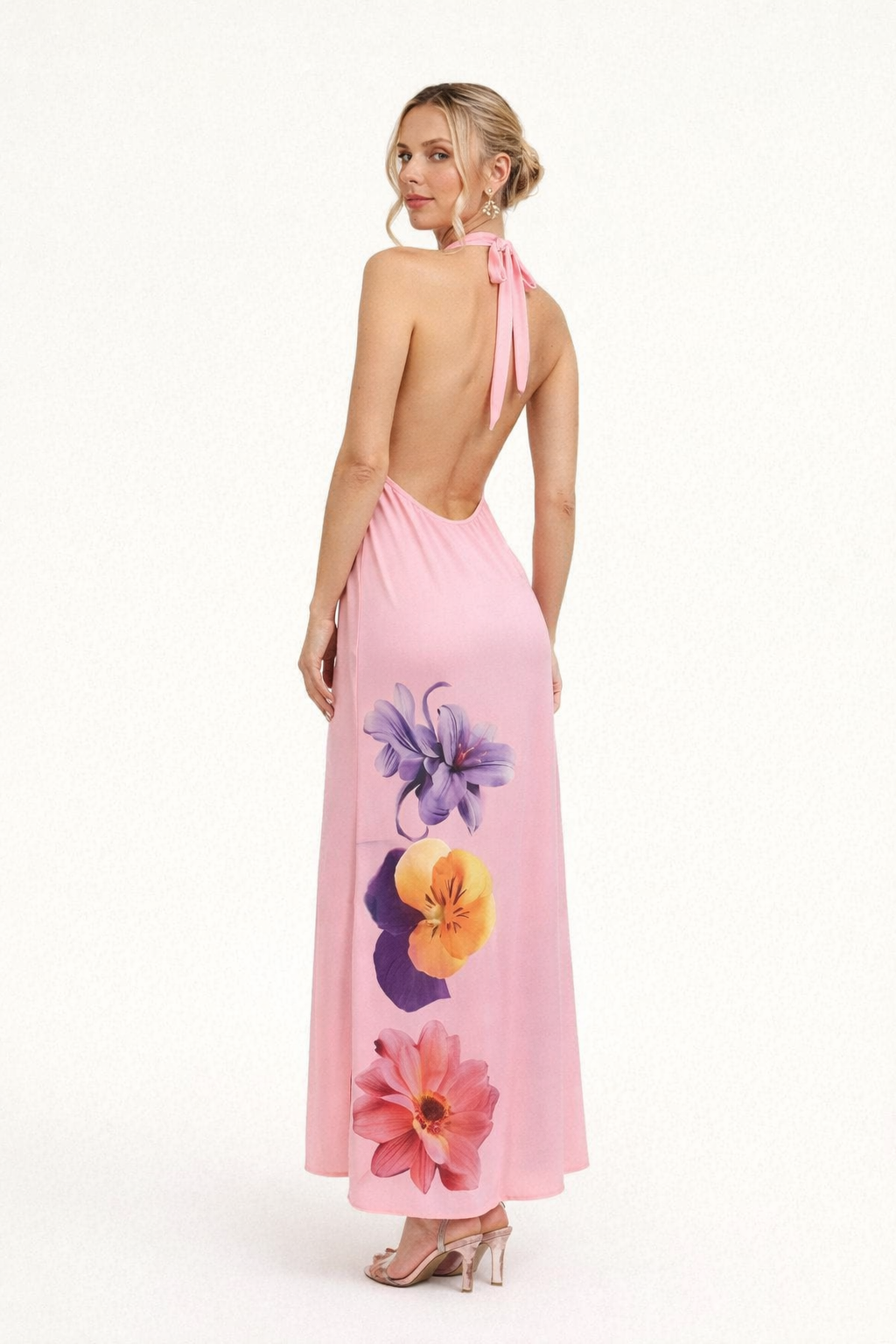 Robe longue dos nu à encolure profonde pour femmes - Hannelore