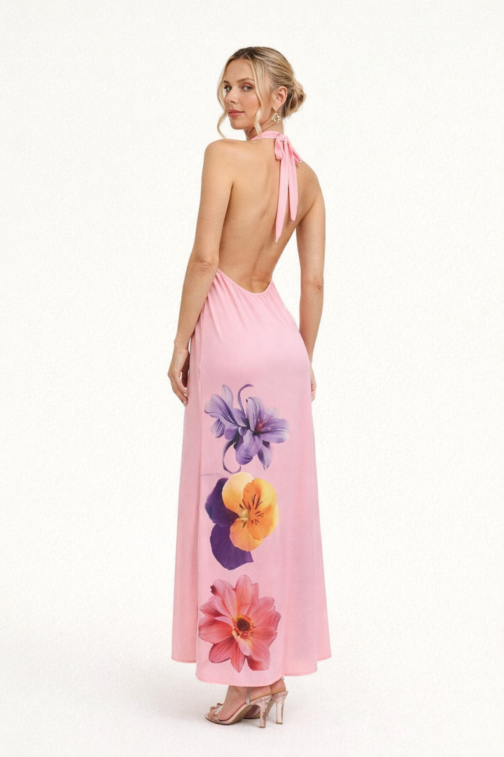 Robe longue dos nu à encolure profonde pour femmes - Hannelore