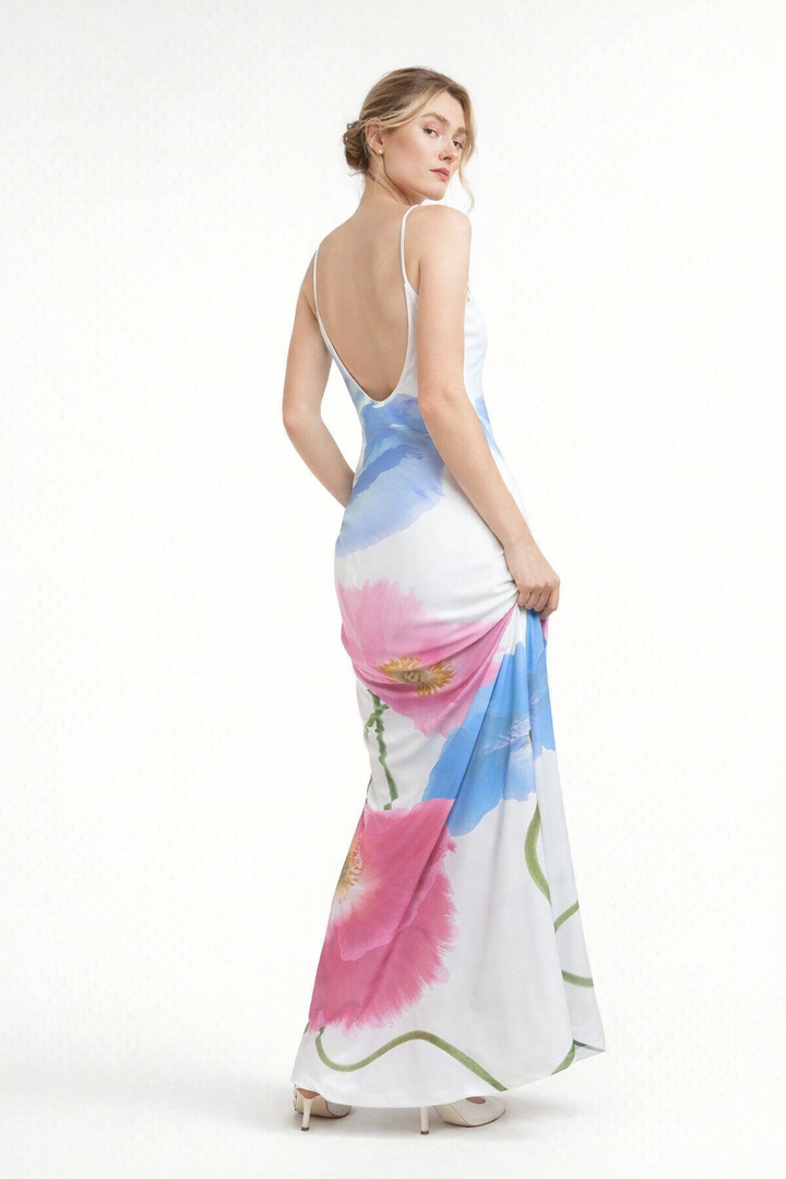 Robe longue à imprimé floral pour femmes - Adelheid