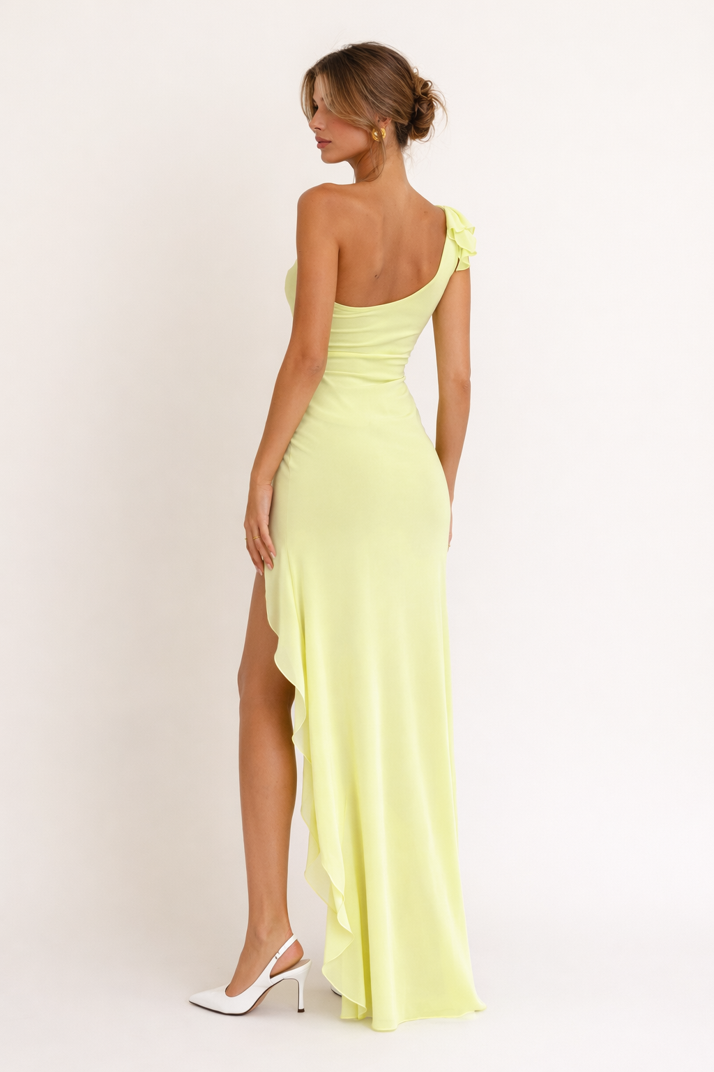 Robe longue en satin à fentes latérales pour femmes - Sieglinde