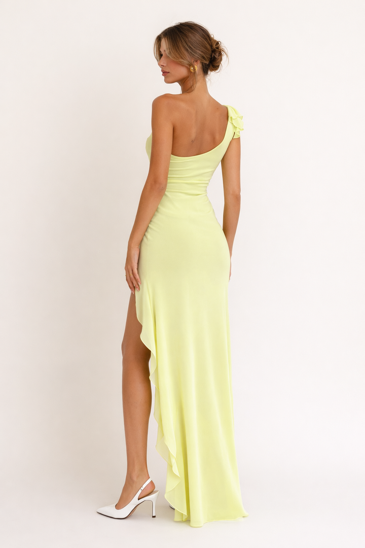 Robe longue en satin à fentes latérales pour femmes - Sieglinde