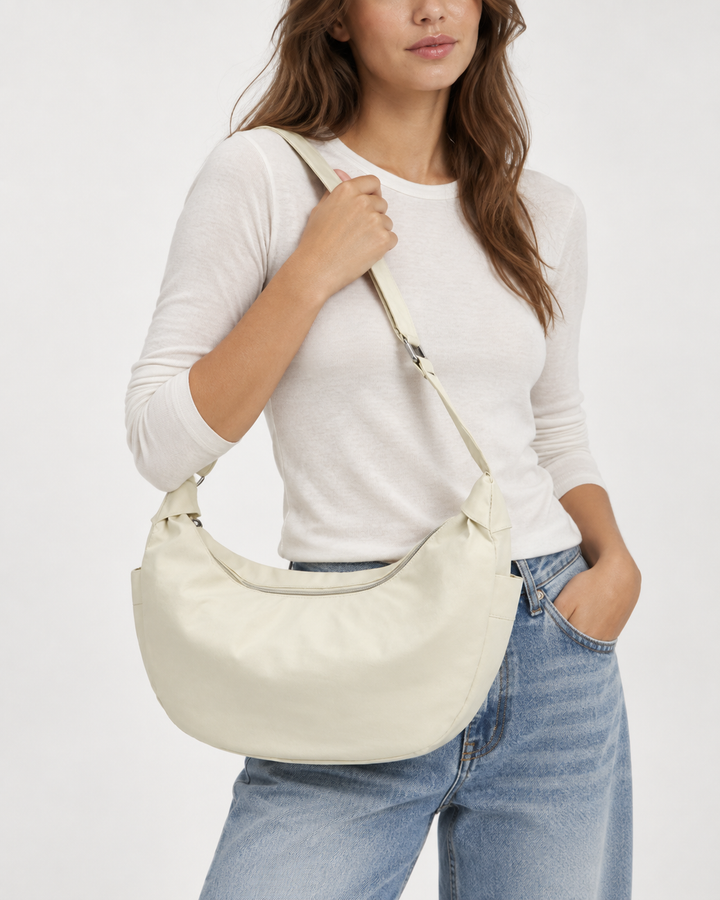 Sac à bandoulière pour femme en forme de demi-lune, grande capacité, bandoulière réglable - Manon
