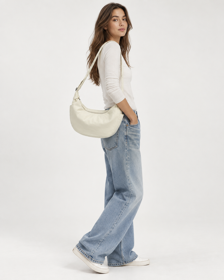 Sac à bandoulière pour femme en forme de demi-lune, grande capacité, bandoulière réglable - Manon