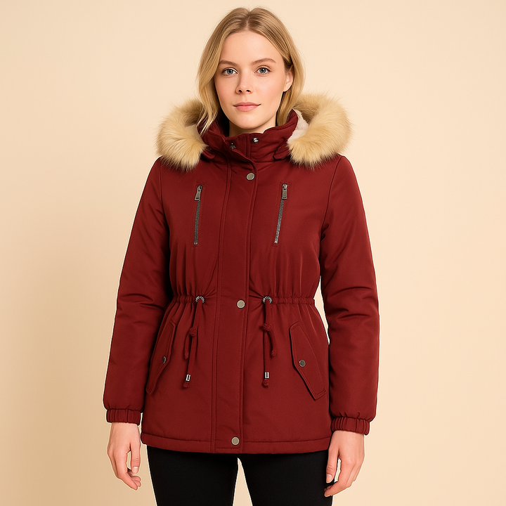 Manteau femme avec capuche amovible à effet thermique - Lyrane