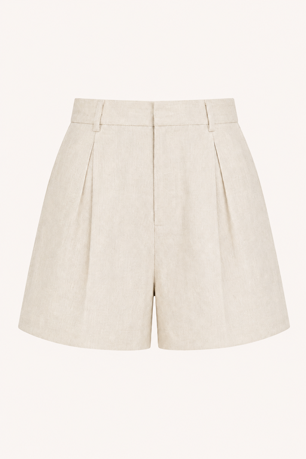 Short femme en lin et coton à taille haute avec pinces - Holly