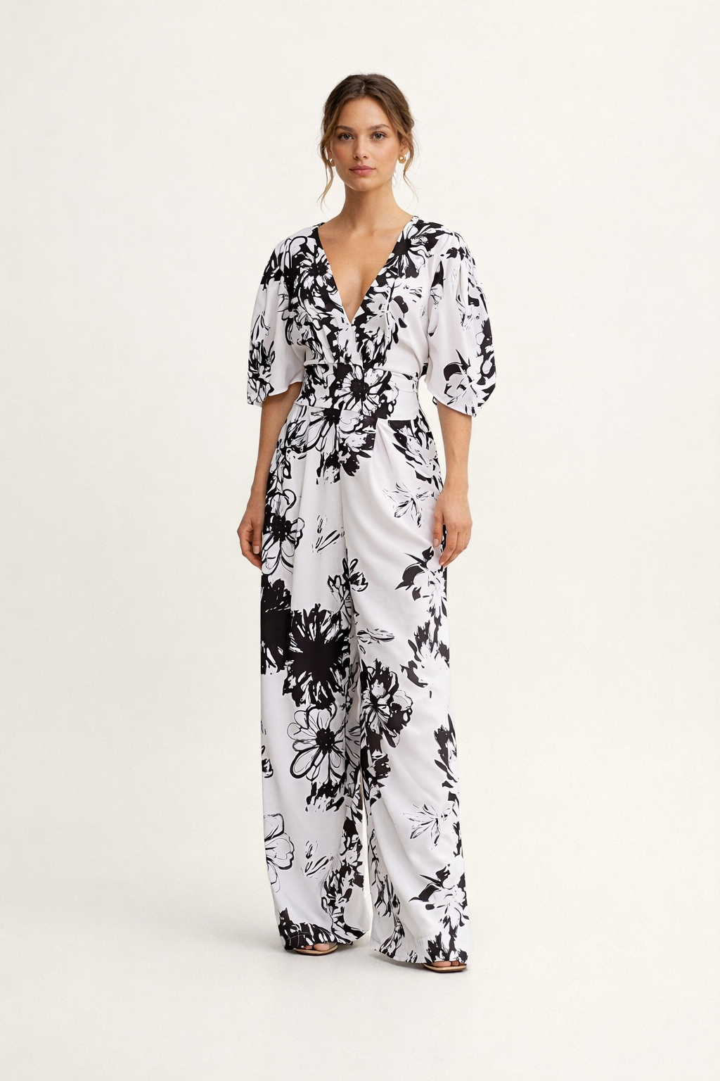 Combinaison taille haute à imprimé floral pour femmes - Hannelore