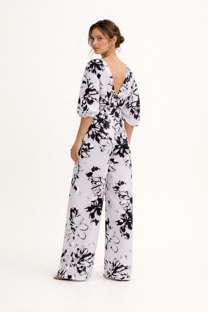 Combinaison taille haute à imprimé floral pour femmes - Hannelore