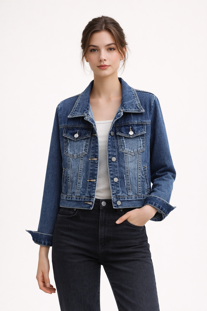 Veste en jean courte et ajustée pour femmes - Adelheid