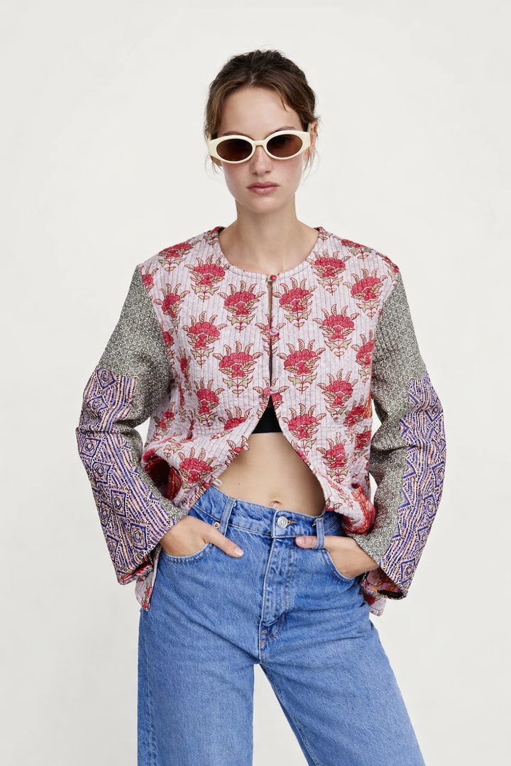 Veste printanière à imprimé patchwork pour femmes - Gerlinde