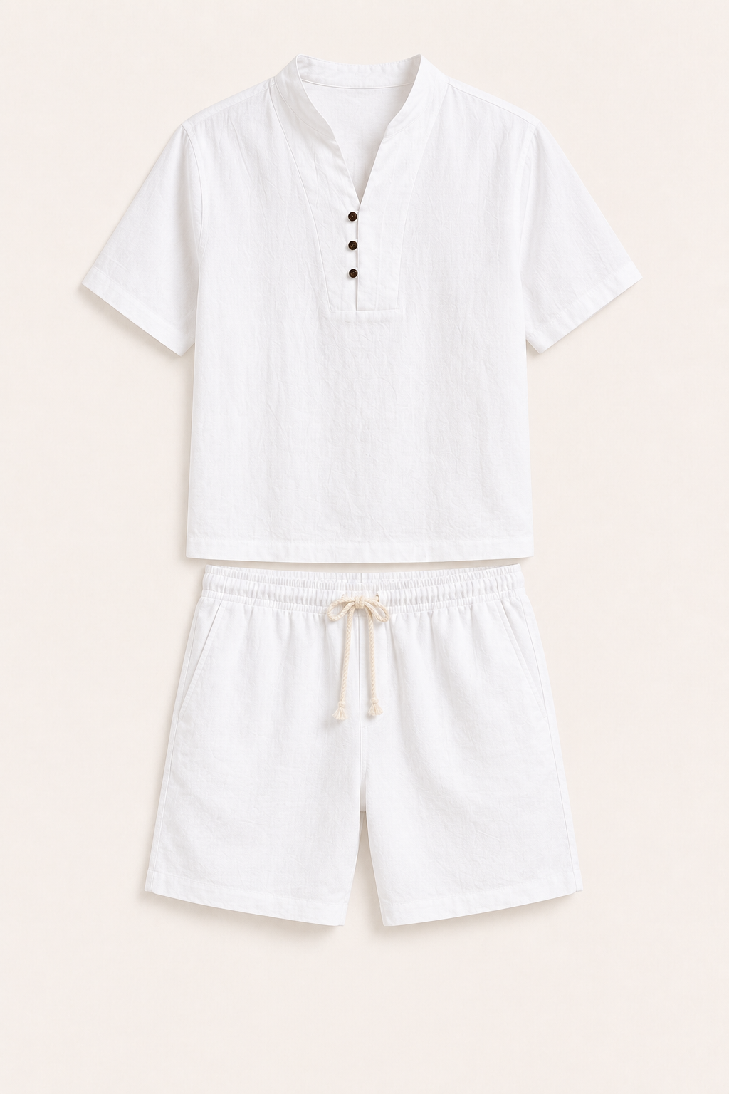 Ensemble homme en lin et coton avec col mao et short - Armin