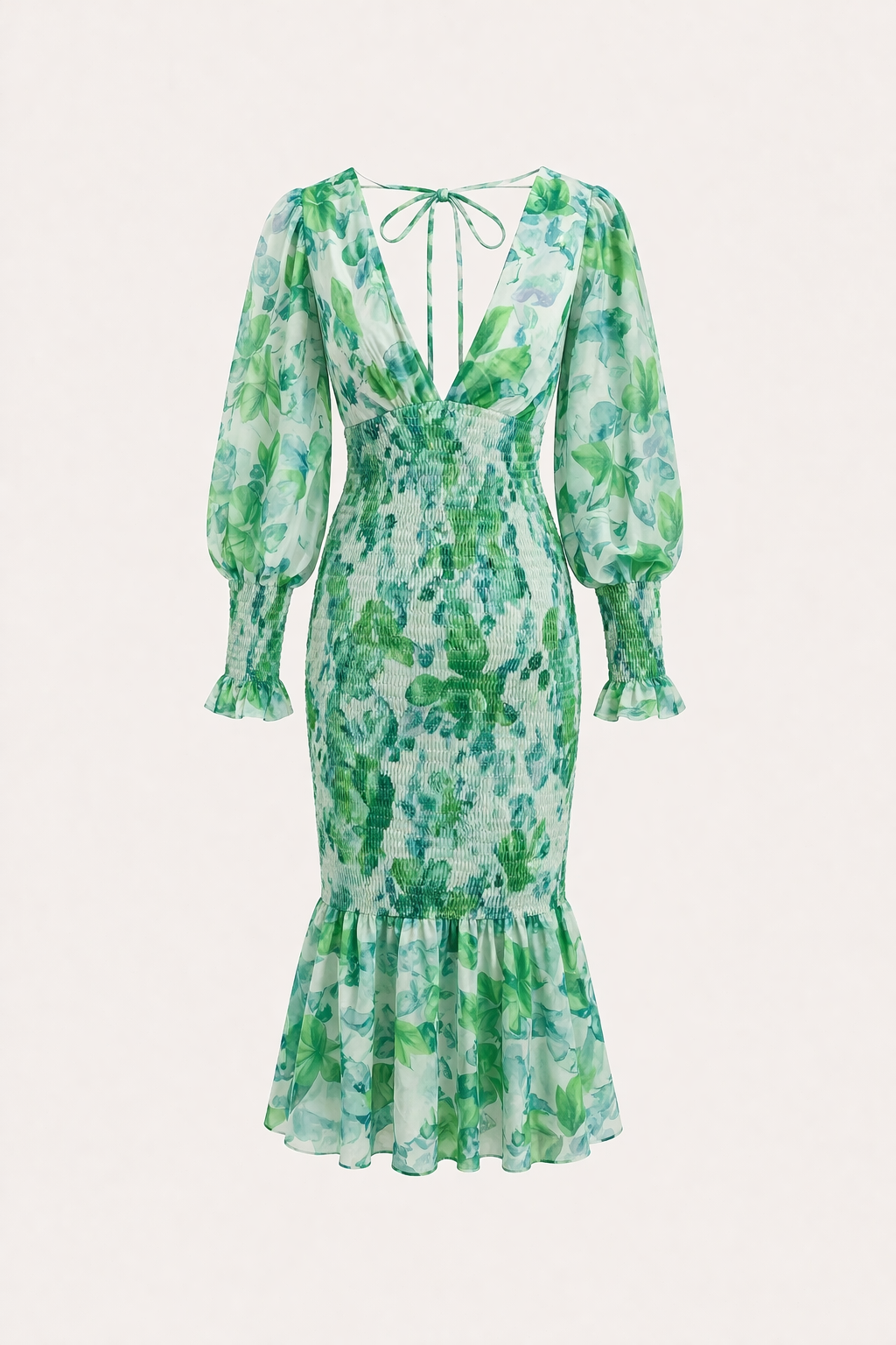 Robe midi ajustée à fleurs et décolleté en V pour femmes - Chiara