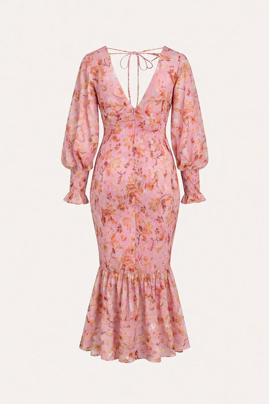 Robe midi ajustée à fleurs et décolleté en V pour femmes - Chiara