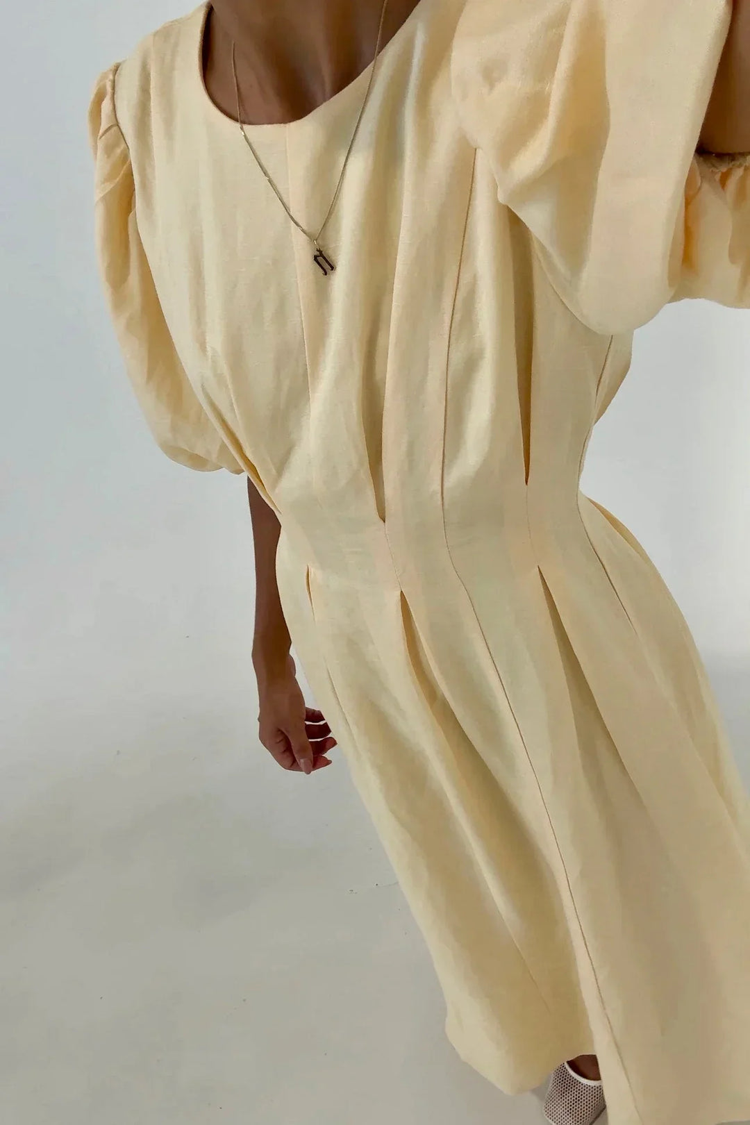 Robe midi à manches bouffantes pour femme - Frieda