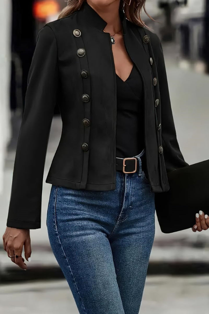 Veste en cuir végétalien avec boutons pour femme - Clarisse