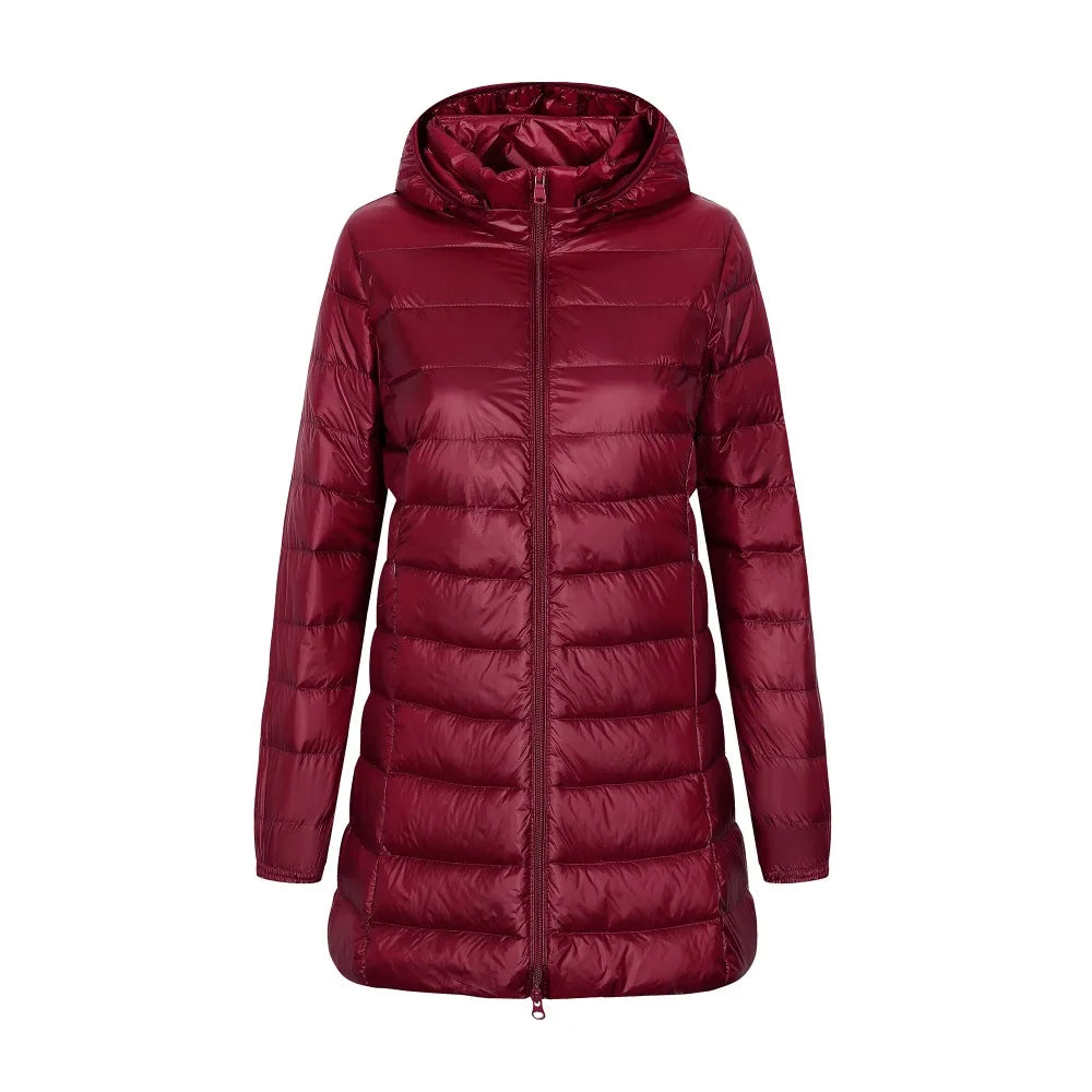 Veste longue matelassée à capuche pour femme - Yvette
