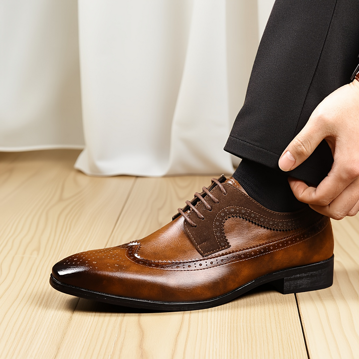 Chaussures habillées Oxford perforées classiques pour hommes - Brevion
