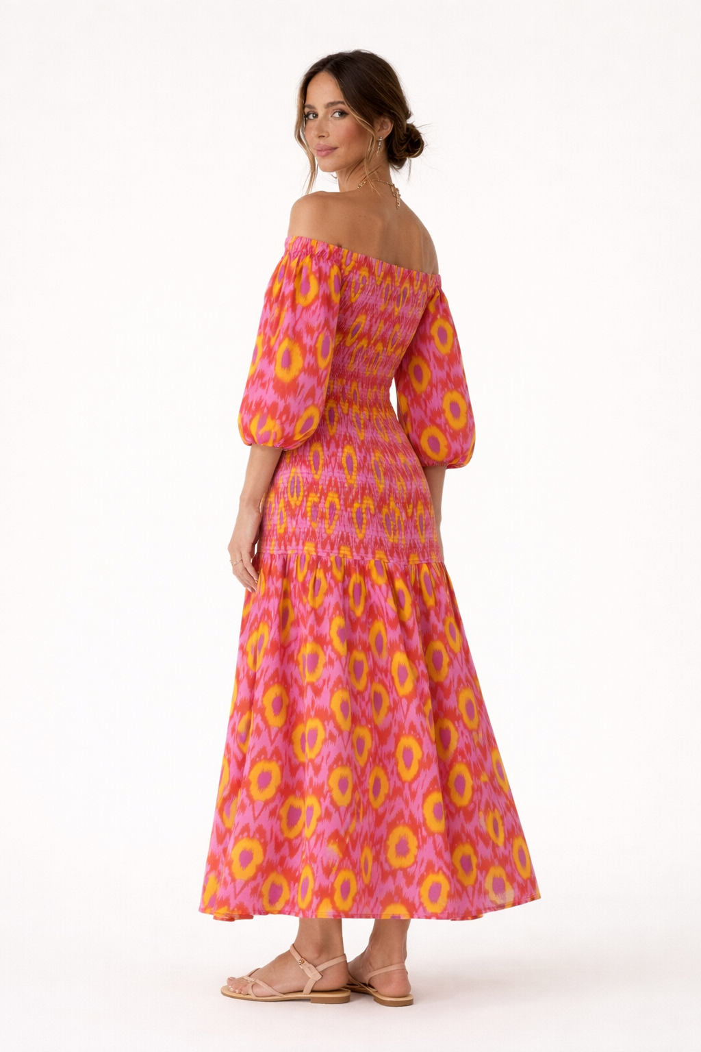 Robe longue à volants et épaules pour femmes - Anna
