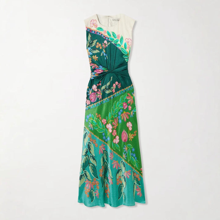 Robe midi imprimée sans manches pour femmes, style fête d'été - Agnese