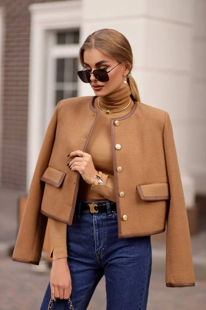 Veste courte élégante pour femme, avec boutons et col rond - Liane