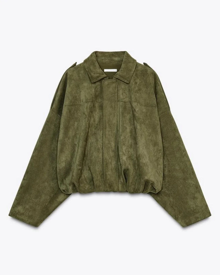 Veste surdimensionnée pour femme en cuir velours végétalien - Fabiane