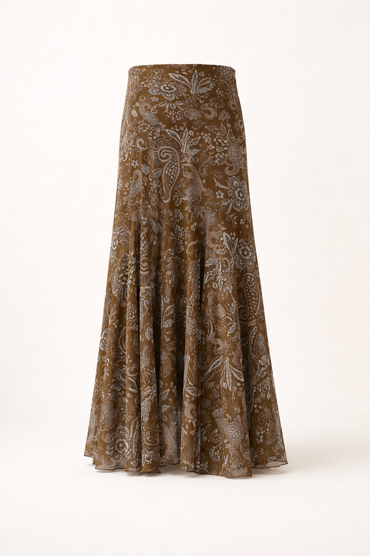 Jupe midi femme imprimée taille haute style boho - Nerida